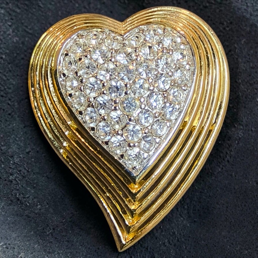 Vintage D'Orlan Signed Crystal Pavé Heart Brooch